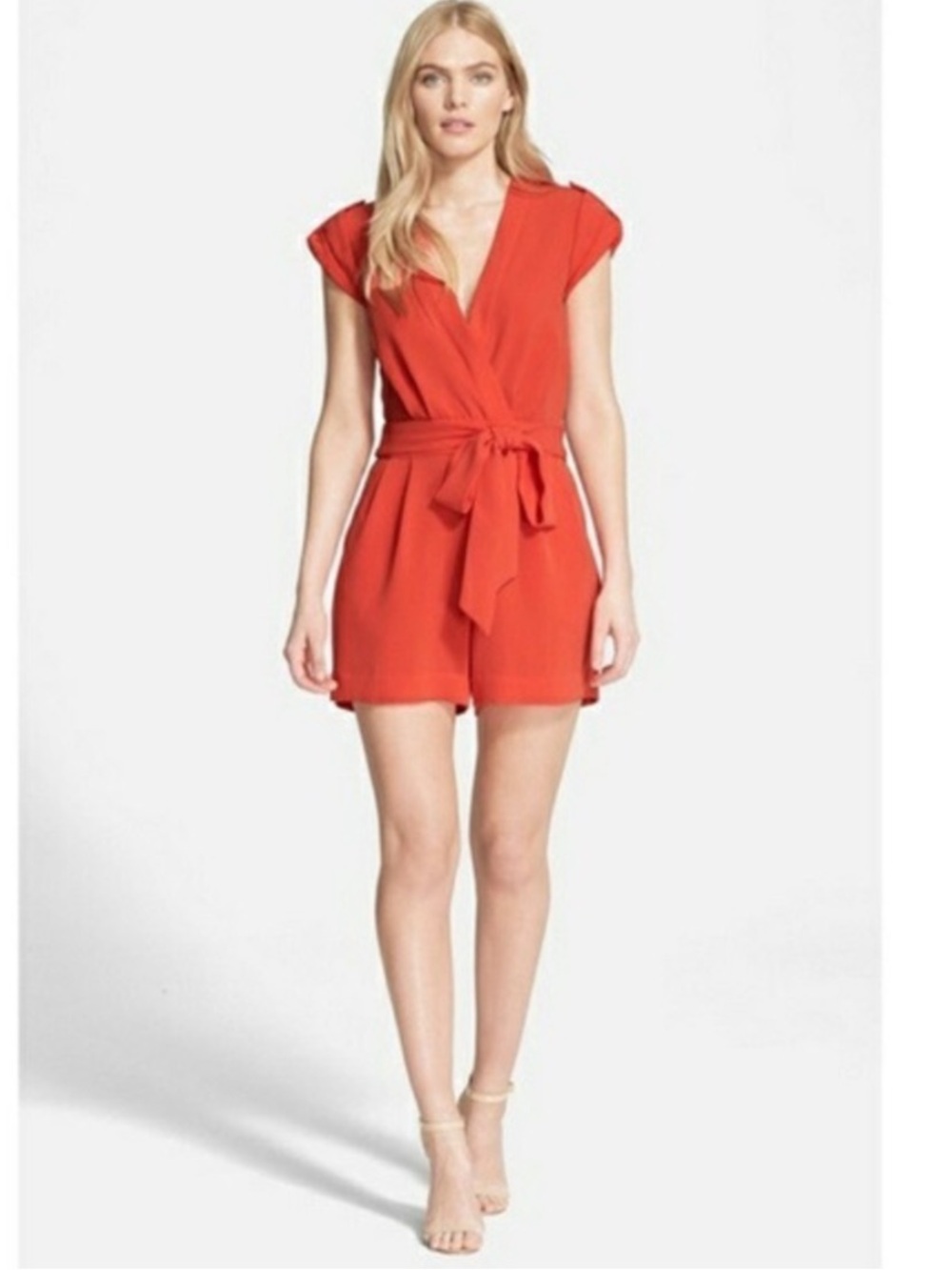 Diane von Furstenberg orange Purdette romper in crepe size 8